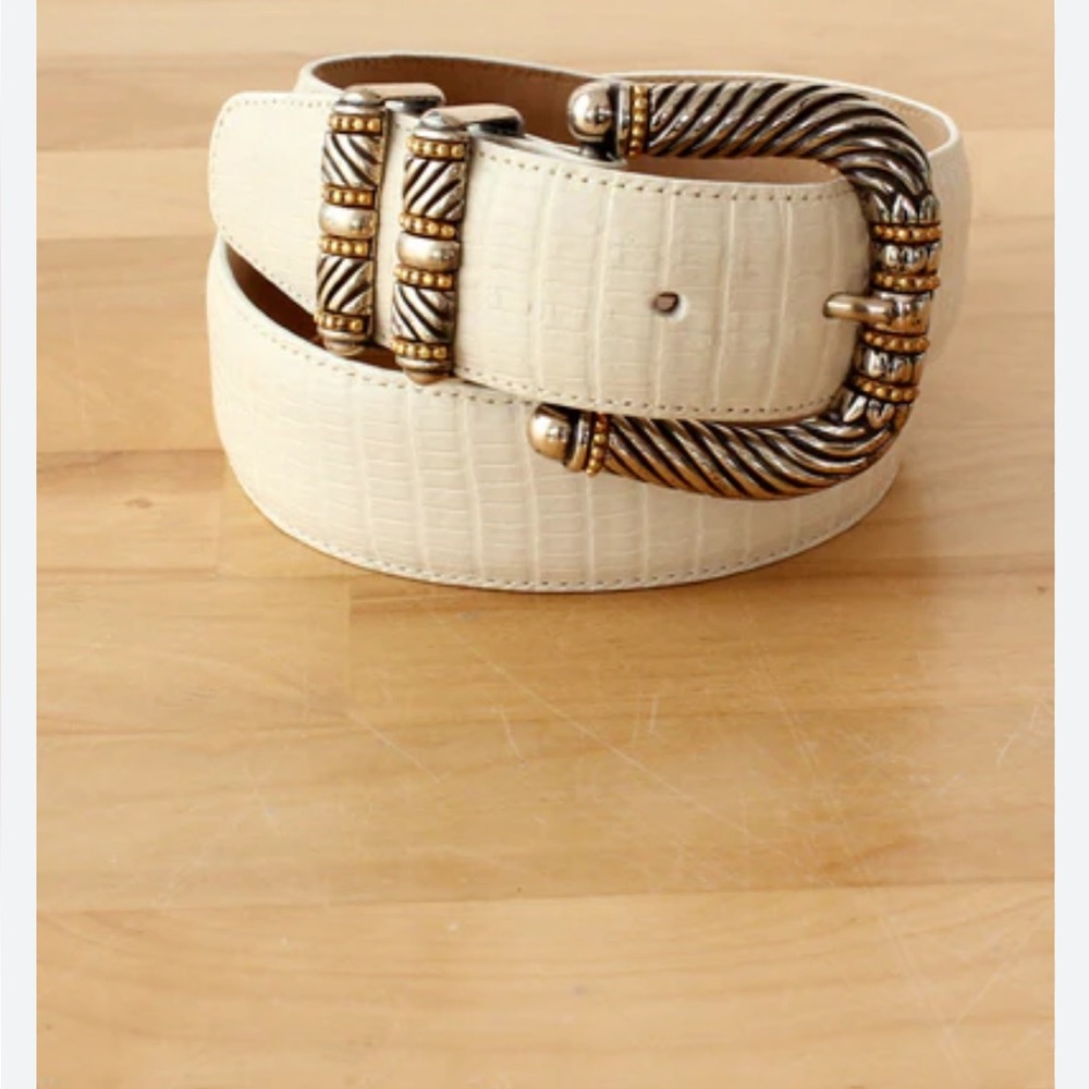 Brighton belt Museum Collection leather faux snakeskin Silver Buckle
